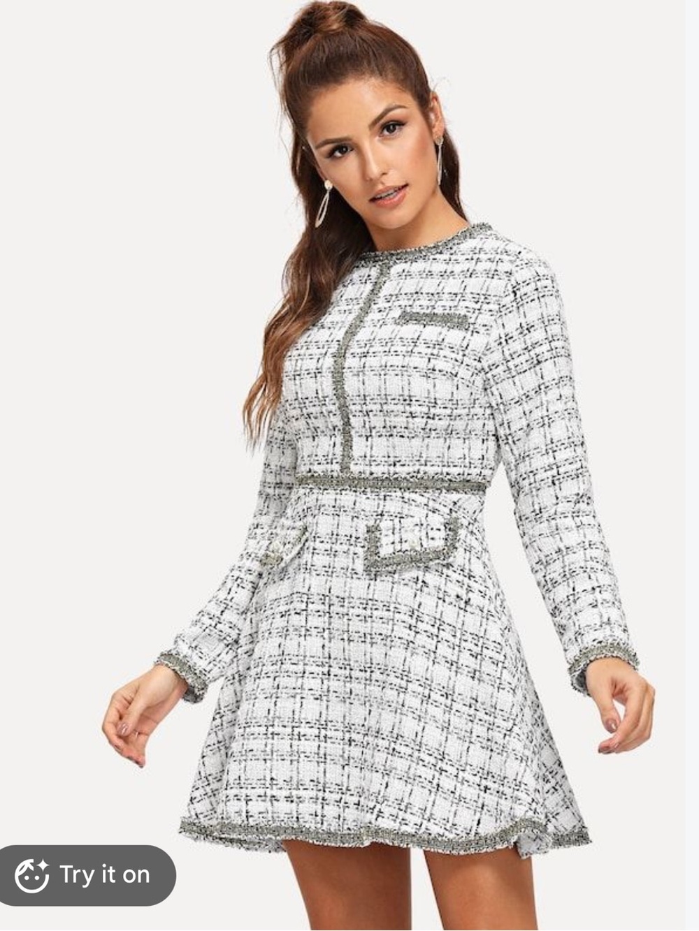 SHEIN Tweed Long Sleeve dress